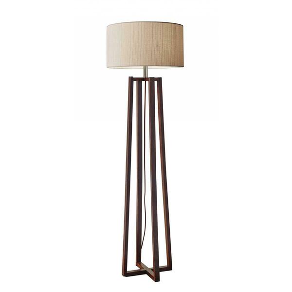 Estallar Walnut Wood & Fabric Floor Lamp, 19 x 19 x 60 in. ES3088937